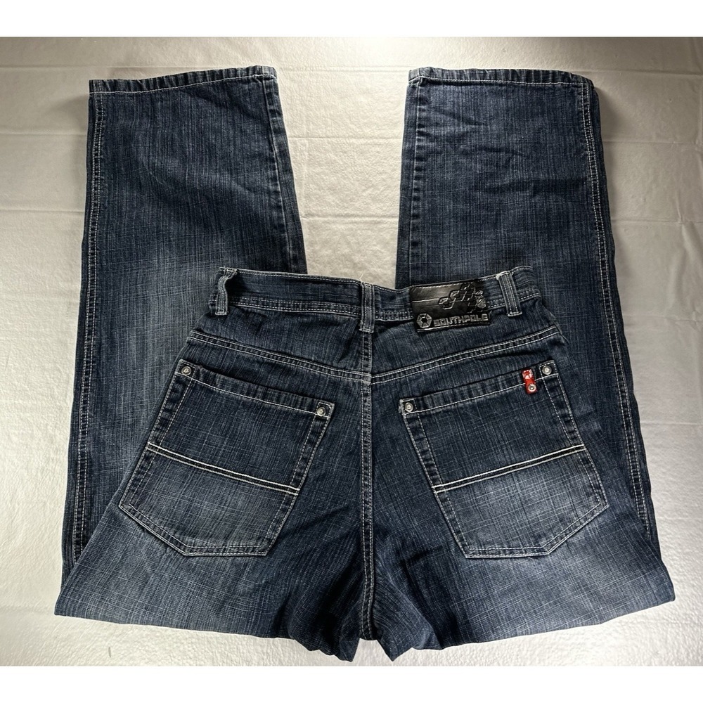 Southpole Jeans Mens 30x31 Red Tab Y2K Hip Hop Dark Wash Skater Baggy Wide Denim